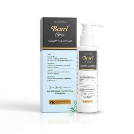 Bcari glow Skin Brightening Face Wash with Liquorice Extract, Glutathione, Vitamin C & E, Glycolic acid and Kojic Acid | Daily Gentle Face Cleanser For Tan, Pigmentation, Uneven Tone