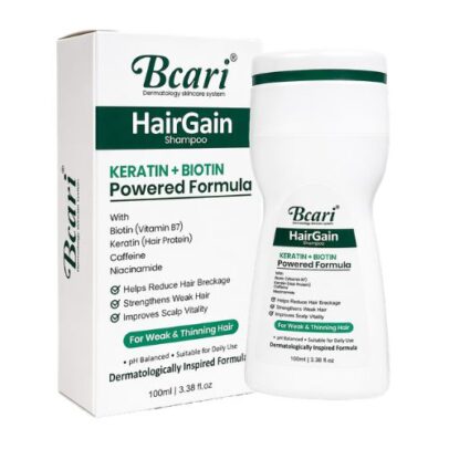 Bcari Hairgain Shampoo | Promote Hair Growth | Reduce Hair Loss | Improves Hair Strength and Texture | Scalp Nourishment | Gentle and Effective | For men and Women (100ml)