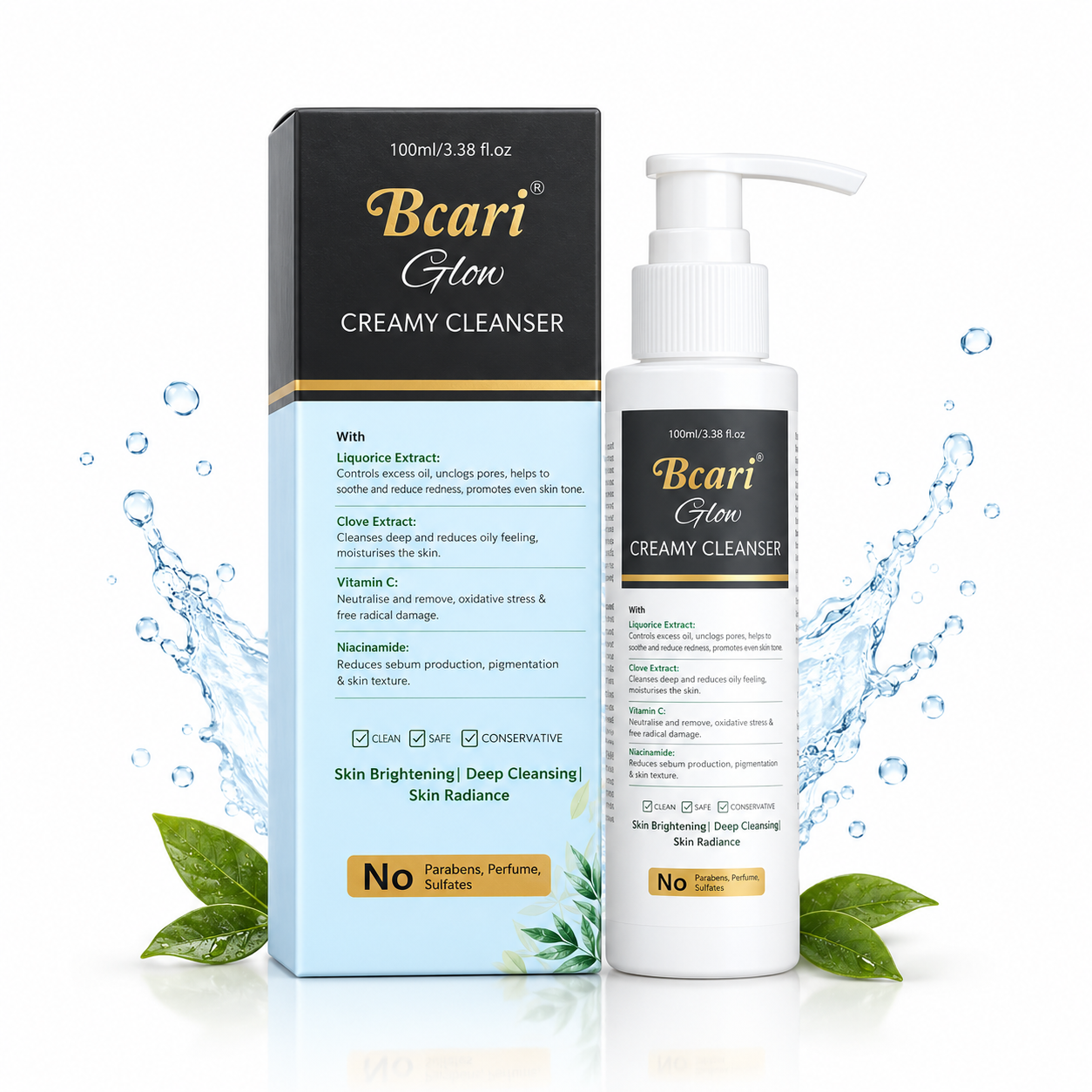 Bcari Glow Brightening Face Wash with Glutathione & Vitamin C | 100ml