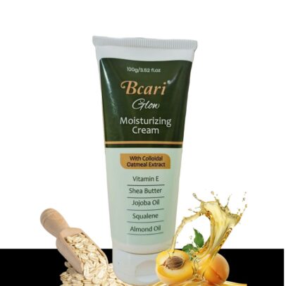 BCARI Glow Moisturizing Cream | For Dry & Itchy Skin | Long Lasting Moisturizer for Face & Body | With Colloidal Oatmeal Extract, Shea Butter, Vitamin E, Jojoba oil, Almond Oil | 100gm