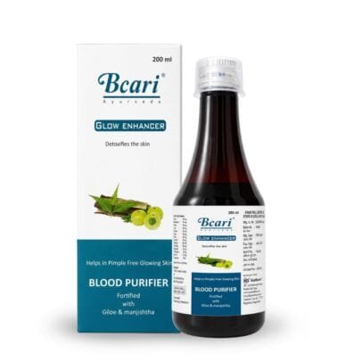 Bcari Glow Enhancer Syrup |Blood Purifier | Helps in Pimple free Glowing Skin| Detoxifies the Skin| Antioxidant Protection | Skin Radiance and Firmness | Fortified with Giloe & Manjishtha