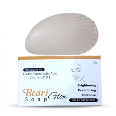 Bcariglow Soap with Glutathione, Kojic Acid, Vitamin C & E | Helps Even Skin Tone | Reduces Dark Spots & Fades Pigmentation | Brightening | All type of skin 75 g