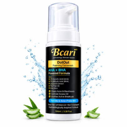 Bcari DotOut Foaming Face Wash | Clears Acne & Blackheads with AHA-BHA | 100ml