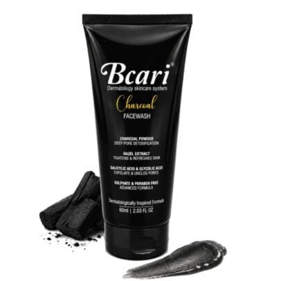 Bcari Charcoal Facewash with Salicylic Acid, Glycolic Acid & Tea Tree Oil | 60 ml